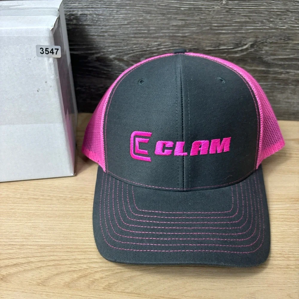 CLAM Hat Cap Snap Back Womens‎ Gray Pink Trucker Adjustable